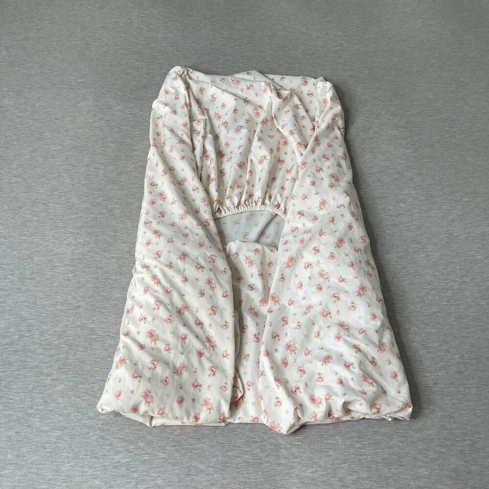 Modern Threads White & Pink Floral Twin Size Fitted Sheet